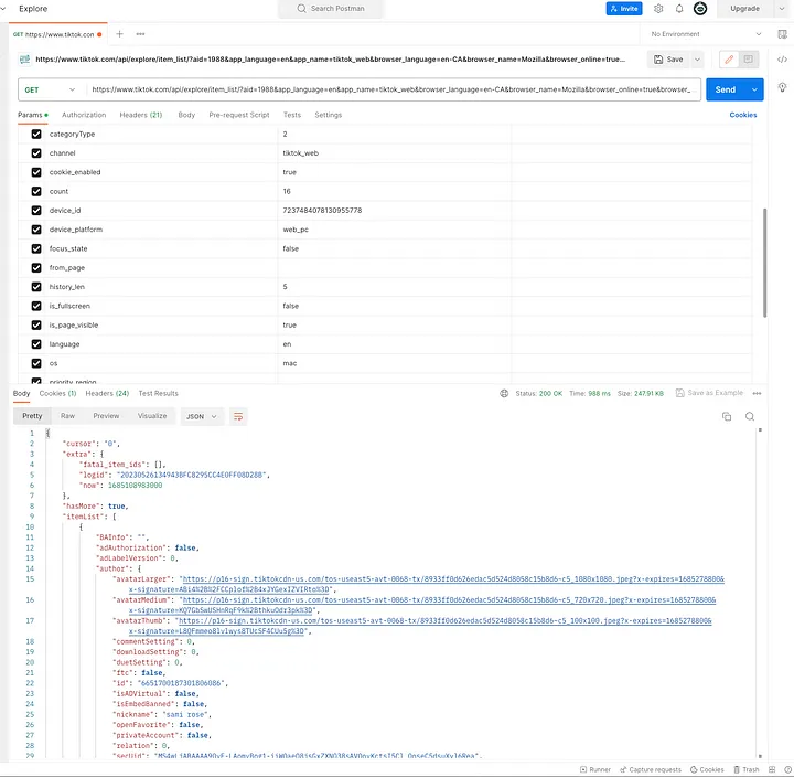 Import the cURL from above step to Postman, and click `Send` button