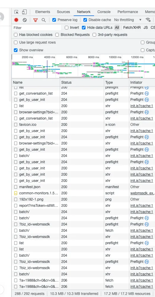 the Network of Requests in TikTok Profile Page with JavaScript Enabled